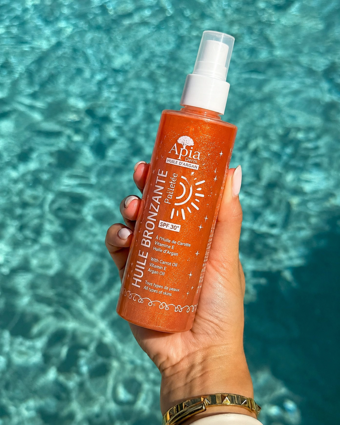 Huile Bronzante Pailletée SPF 30 — Bronzage Glow Pailleté